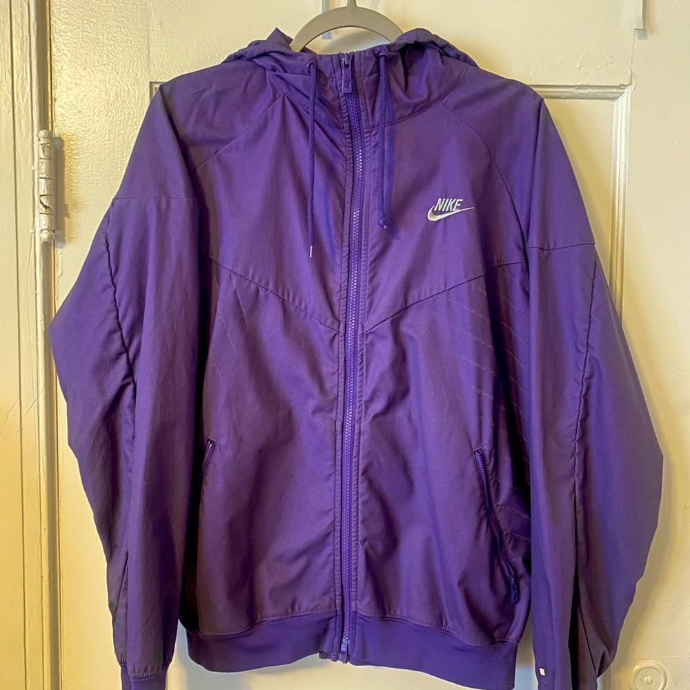 Vintage unzippable purple nike hooded bomber